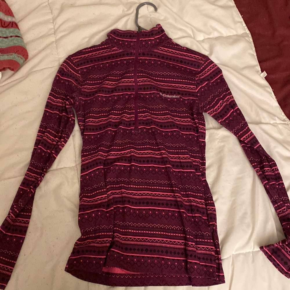 Columbia glacial purple/pink zip up mock turtleneck